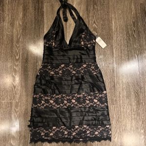 BCBG Maxizaria Lace Black Nude Holiday Dress NWT